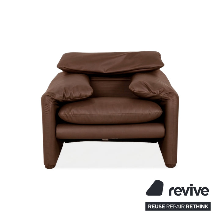 Cassina Maralunga Sessel Veganes Leder Braun Cognac Manuelle Funktion Neubezug