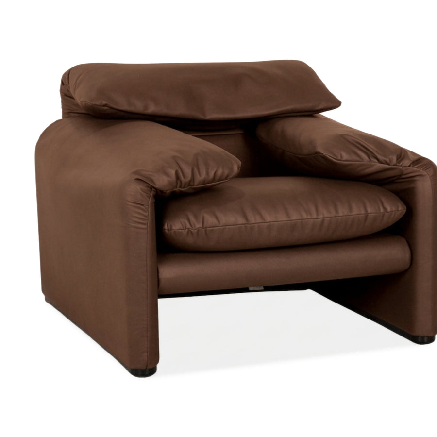 Cassina Maralunga Sessel Veganes Leder Braun Cognac Manuelle Funktion Neubezug