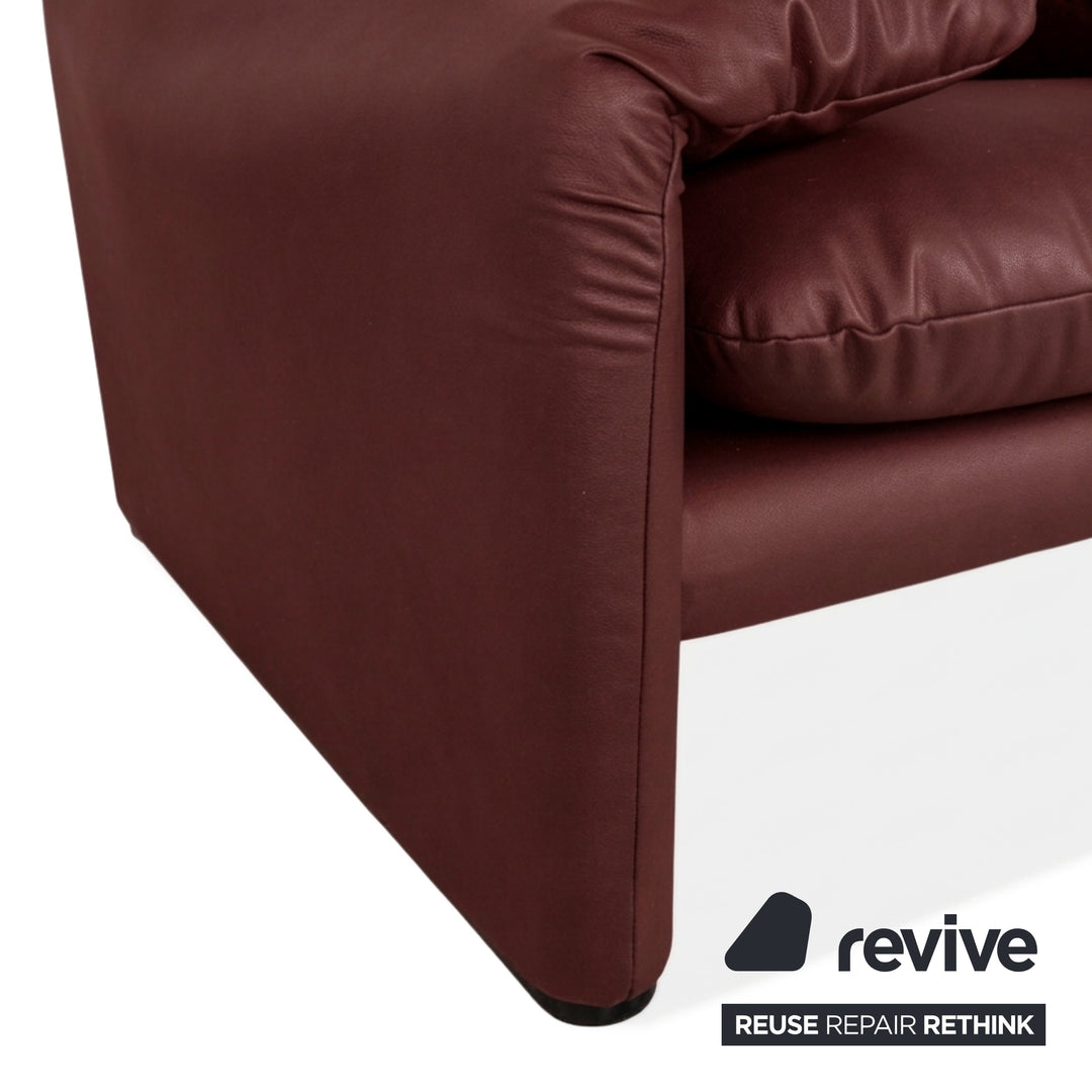 Cassina Maralunga Sessel veganes Leder GAVIN 107 Bordeaux Rot manuelle Funktion
