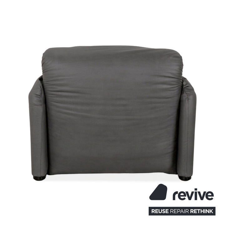 Cassina Maralunga Sessel Veganes Leder Grau Manuelle Funktion Neubezug