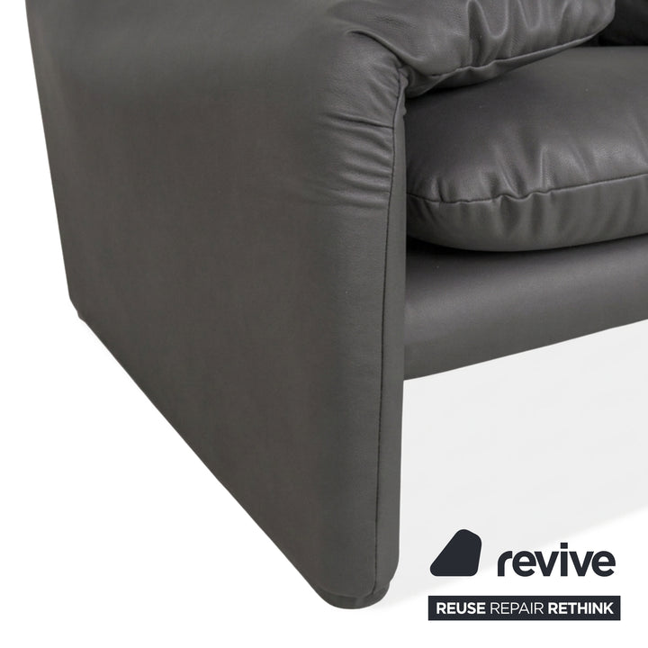 Cassina Maralunga Sessel veganes Leder GAVIN 115 Grau manuelle Funktion