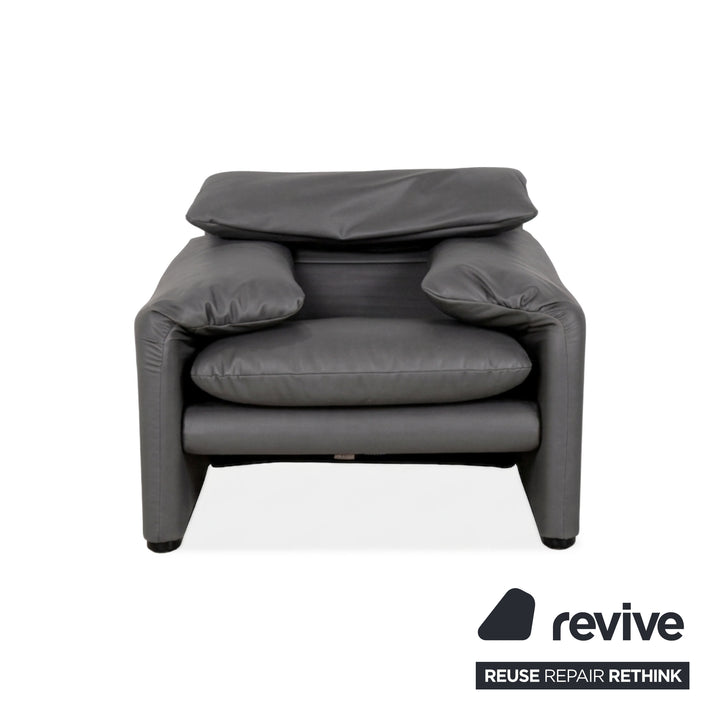 Cassina Maralunga Sessel veganes Leder GAVIN 115 Grau manuelle Funktion