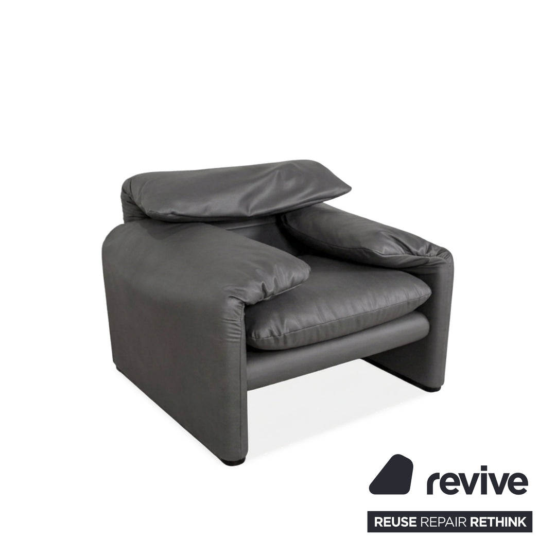 Cassina Maralunga Sessel veganes Leder GAVIN 115 Grau manuelle Funktion