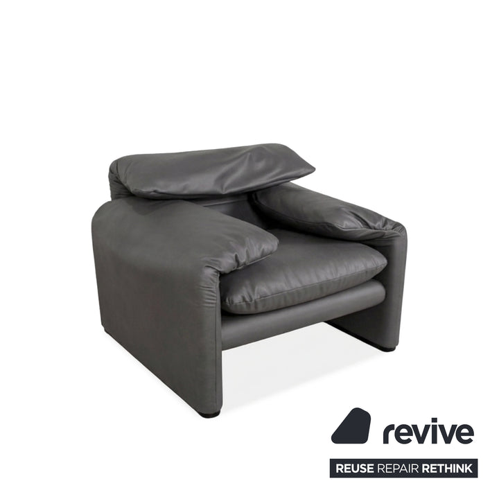 Cassina Maralunga Sessel veganes Leder GAVIN 115 Grau manuelle Funktion