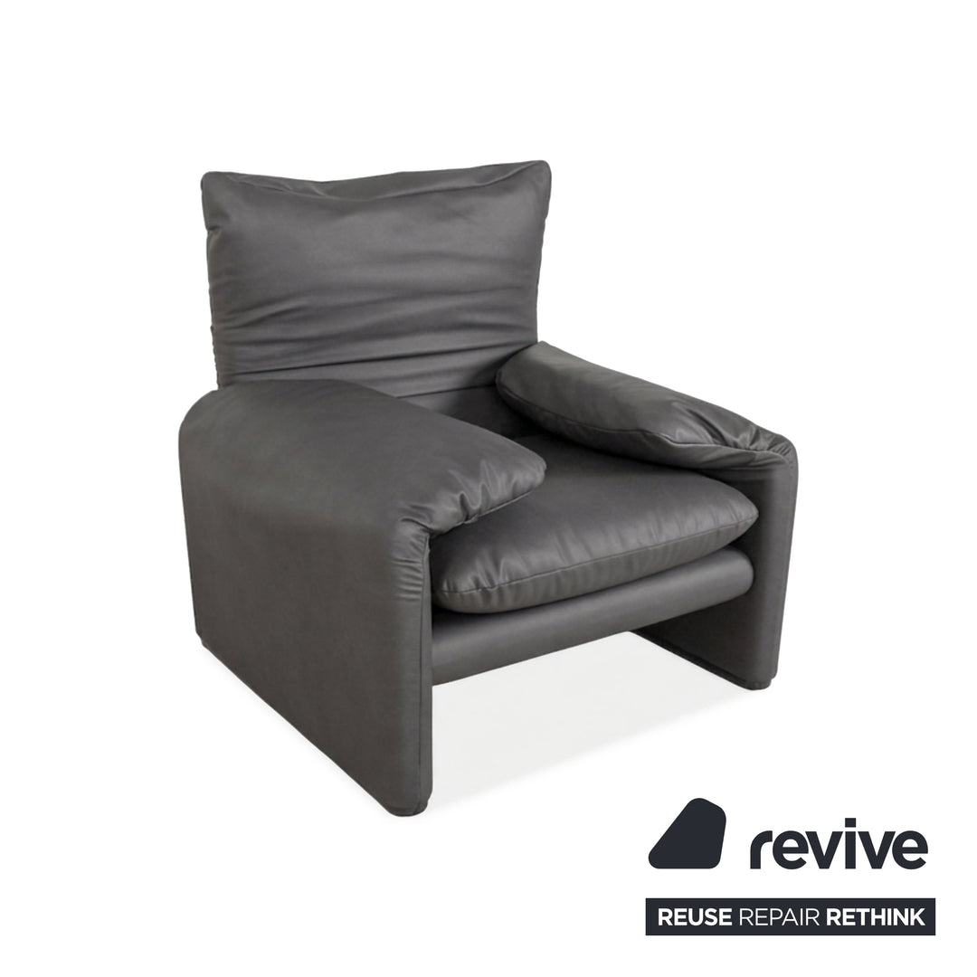 Cassina Maralunga Sessel veganes Leder GAVIN 115 Grau manuelle Funktion