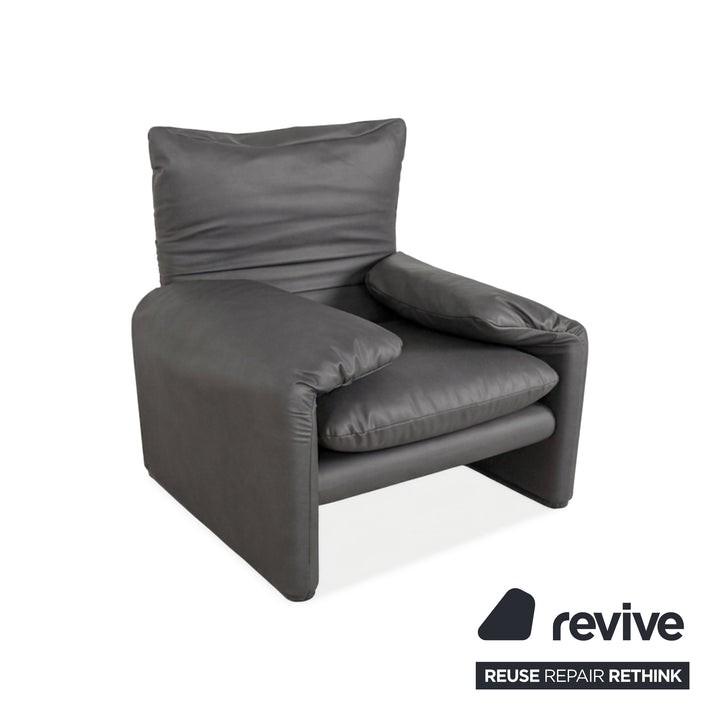 Cassina Maralunga Sessel veganes Leder GAVIN 115 Grau manuelle Funktion