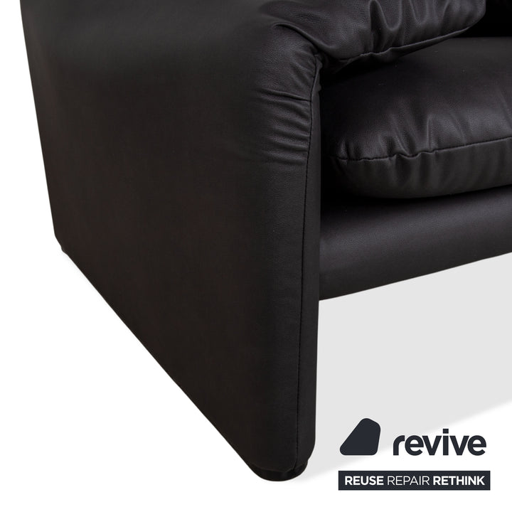 Fauteuil Cassina Maralunga en cuir végan GAVIN 117 anthracite à commande manuelle