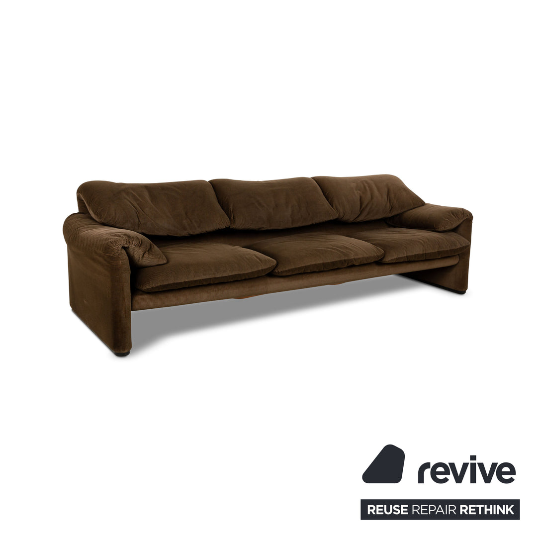 Cassina Maralunga Fabric Three-Seater Brown Sofa Couch