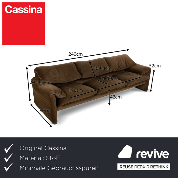 Cassina Maralunga Fabric Three-Seater Brown Sofa Couch