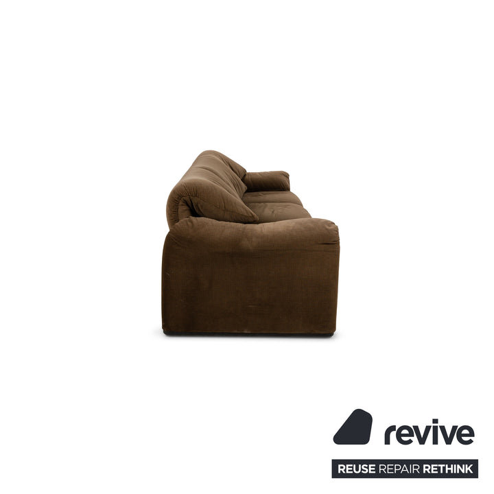 Cassina Maralunga Fabric Three-Seater Brown Sofa Couch