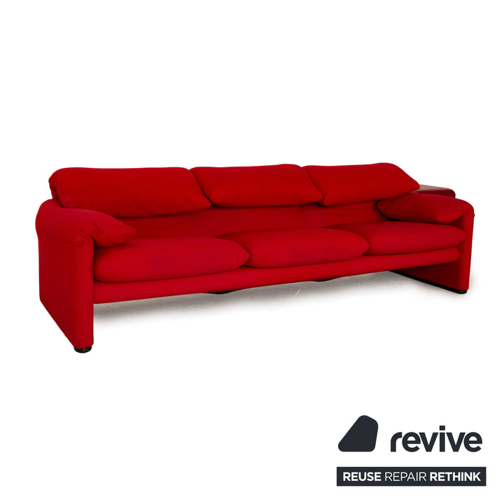 Cassina Maralunga fabric three seater red manual function sofa couch