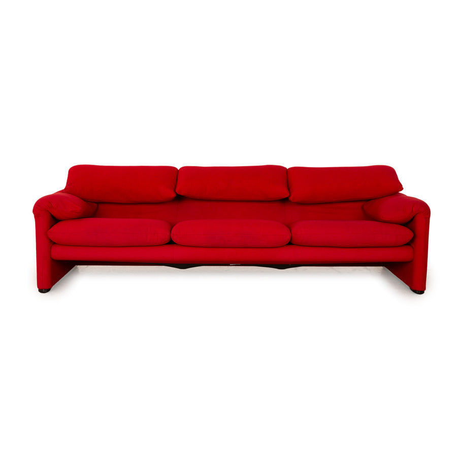 Cassina Maralunga fabric three seater red manual function sofa couch