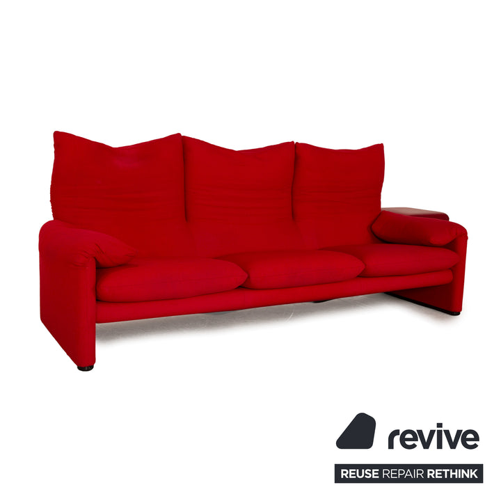 Cassina Maralunga fabric three seater red manual function sofa couch