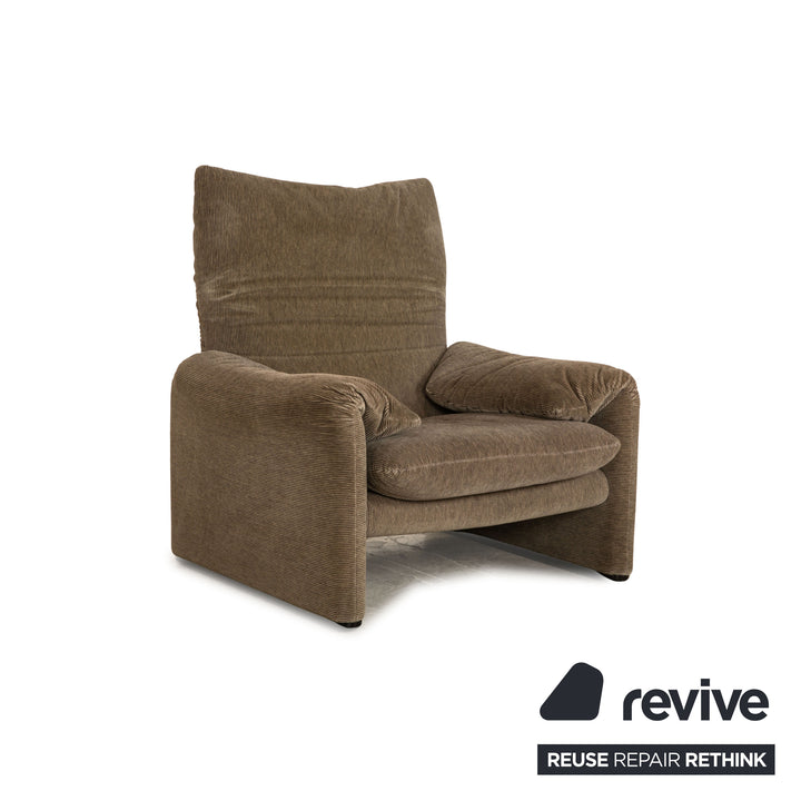 Cassina Maralunga Fauteuil en Tissu Marron Gris fonction manuelle