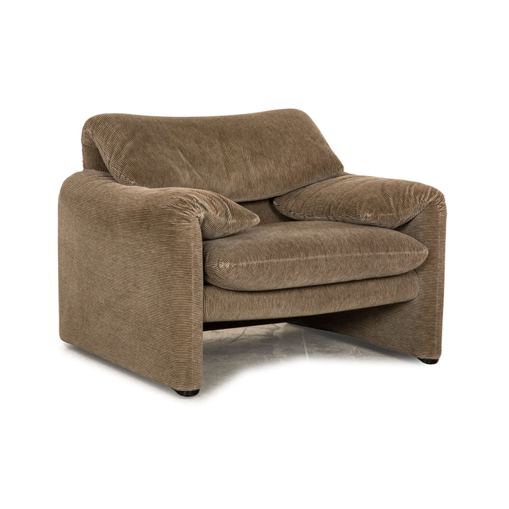 Cassina Maralunga Fauteuil en Tissu Marron Gris fonction manuelle