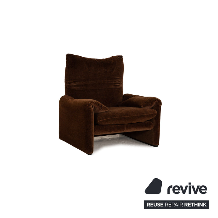 Cassina Maralunga ensemble de canapés en tissu marron 2x fauteuils canapé deux places fonction manuelle