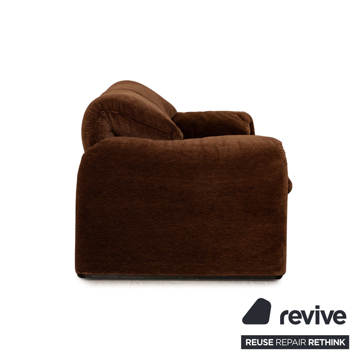 Cassina Maralunga ensemble de canapés en tissu marron 2x fauteuils canapé deux places fonction manuelle