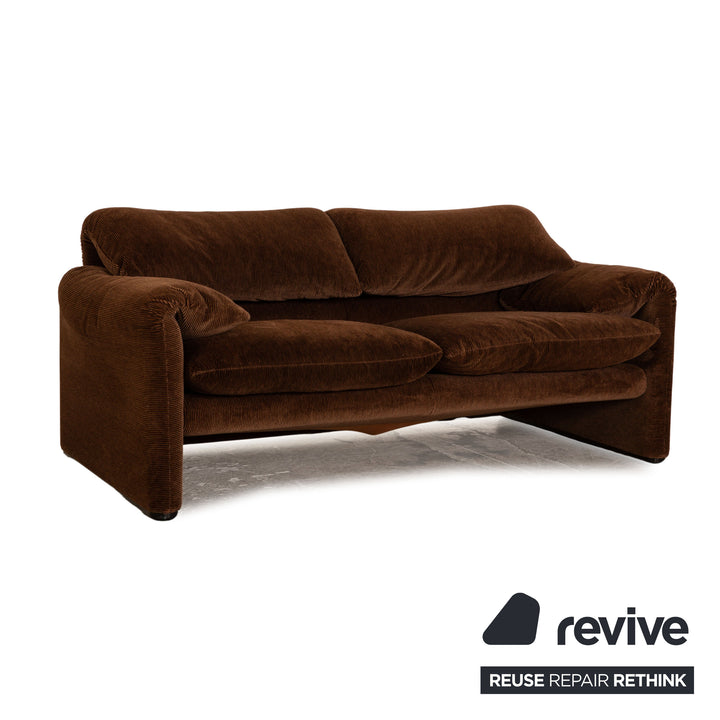 Cassina Maralunga ensemble de canapés en tissu marron 2x fauteuils canapé deux places fonction manuelle