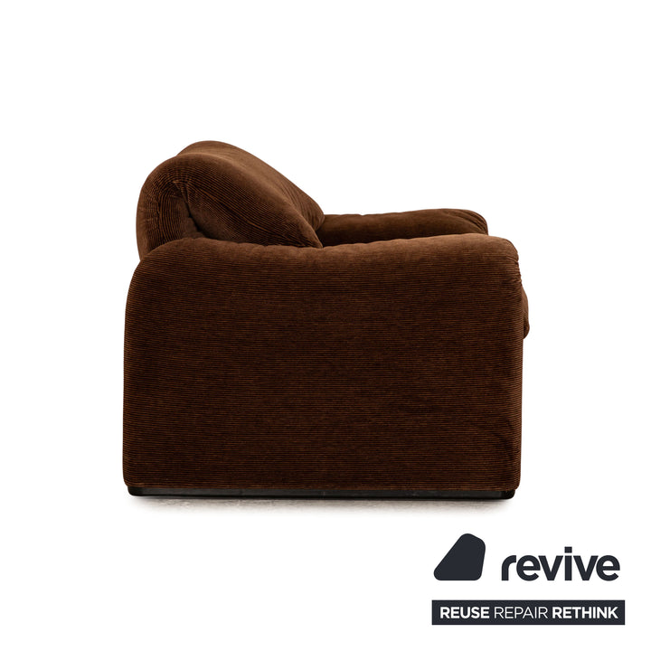 Cassina Maralunga ensemble de canapés en tissu marron 2x fauteuils canapé deux places fonction manuelle