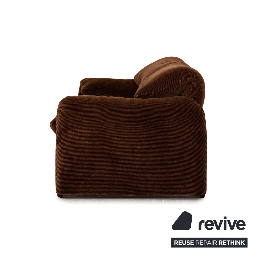 Cassina Maralunga ensemble de canapés en tissu marron 2x fauteuils canapé deux places fonction manuelle