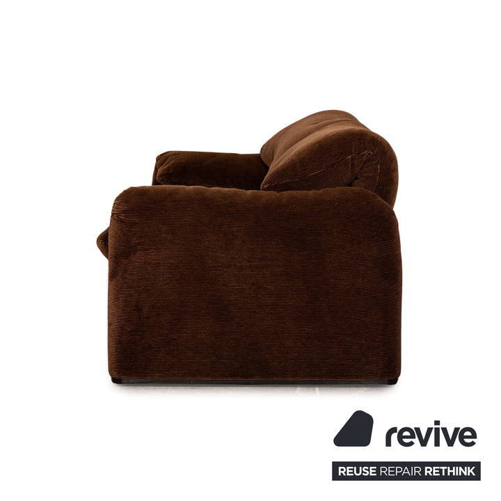 Cassina Maralunga ensemble de canapés en tissu marron 2x fauteuils canapé deux places fonction manuelle