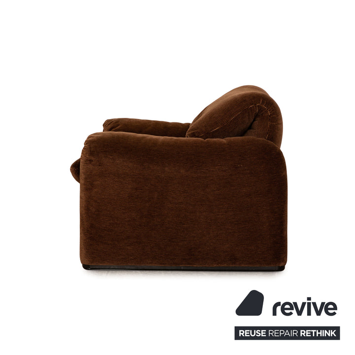 Cassina Maralunga ensemble de canapés en tissu marron 2x fauteuils canapé deux places fonction manuelle