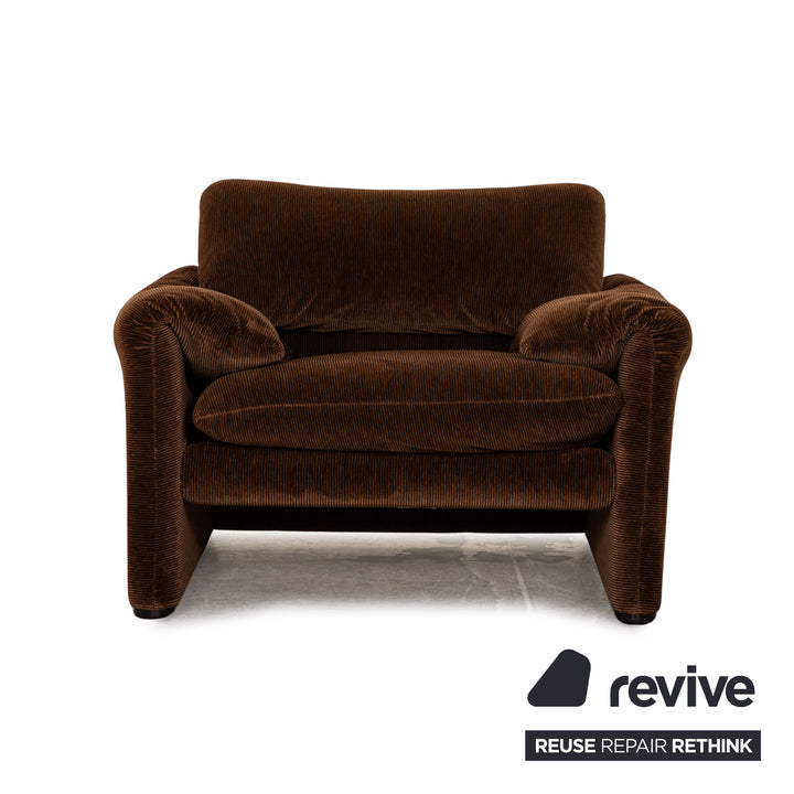 Cassina Maralunga ensemble de canapés en tissu marron 2x fauteuils canapé deux places fonction manuelle