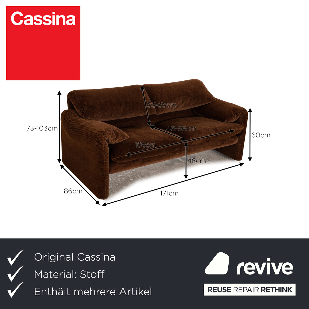 Cassina Maralunga ensemble de canapés en tissu marron 2x fauteuils canapé deux places fonction manuelle