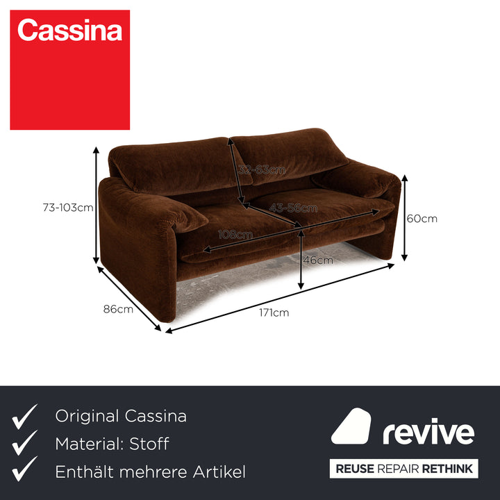 Cassina Maralunga ensemble de canapés en tissu marron 2x fauteuils canapé deux places fonction manuelle
