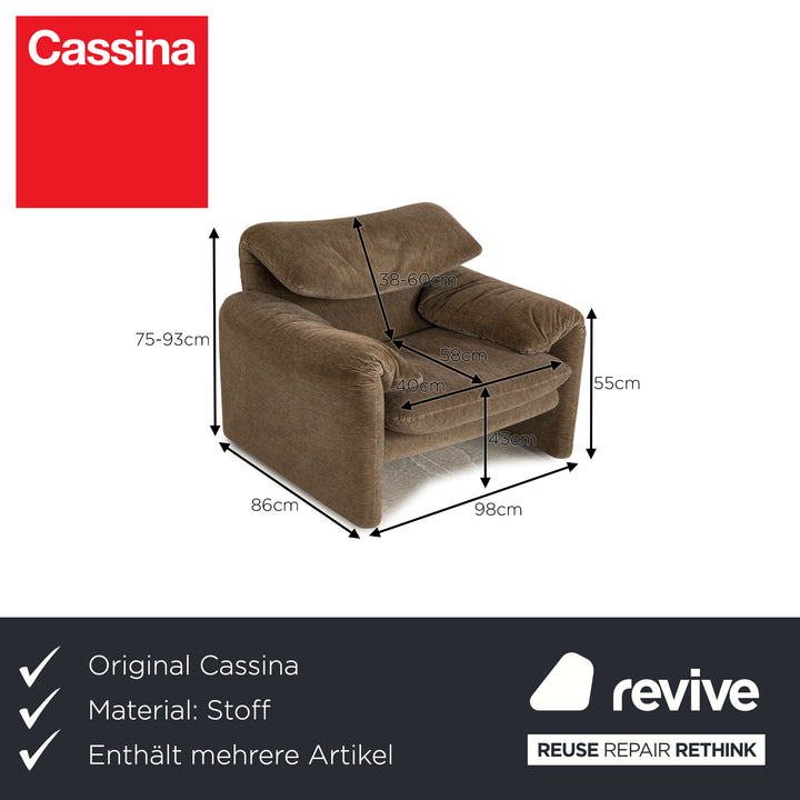 Cassina Maralunga ensemble de canapé en tissu marron gris deux places tabouret fauteuil fonction manuelle