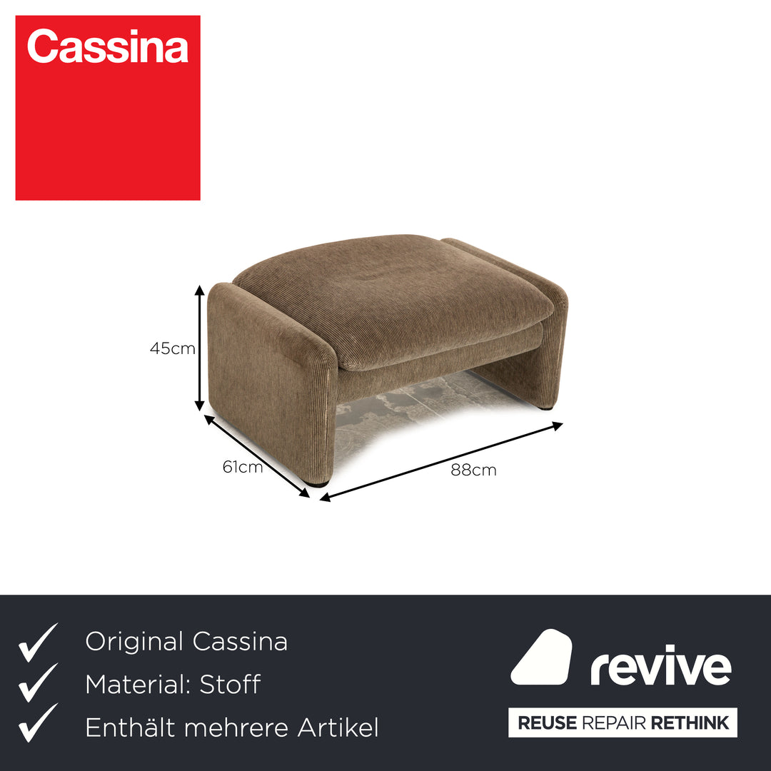Cassina Maralunga ensemble de canapé en tissu marron gris deux places tabouret fauteuil fonction manuelle