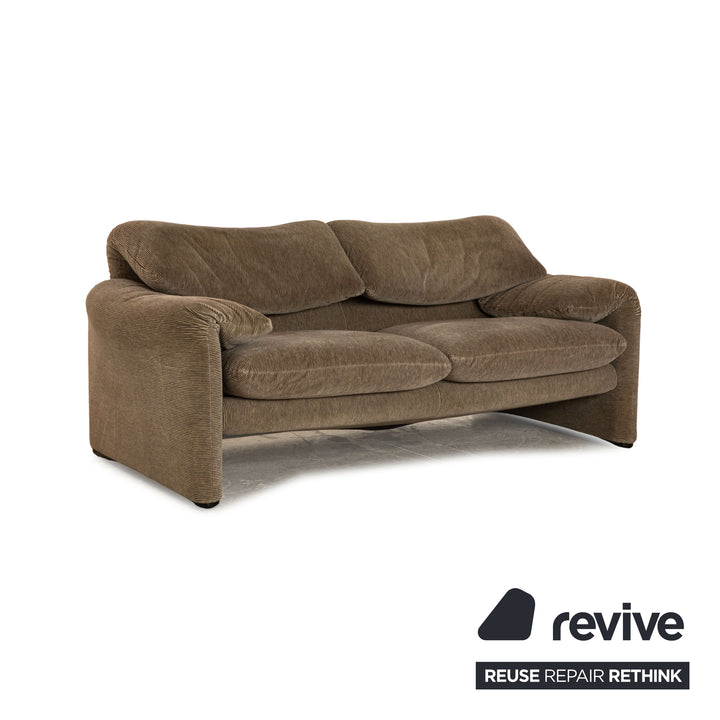 Cassina Maralunga ensemble de canapé en tissu marron gris deux places tabouret fauteuil fonction manuelle