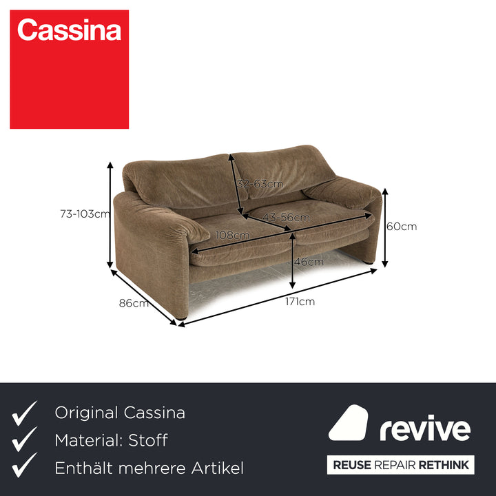 Cassina Maralunga ensemble de canapé en tissu marron gris deux places tabouret fauteuil fonction manuelle