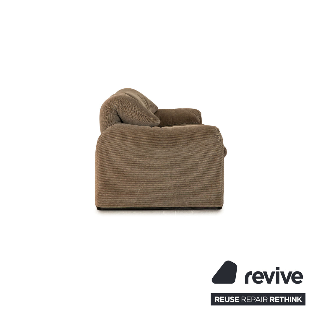 Cassina Maralunga ensemble de canapé en tissu marron gris deux places tabouret fauteuil fonction manuelle