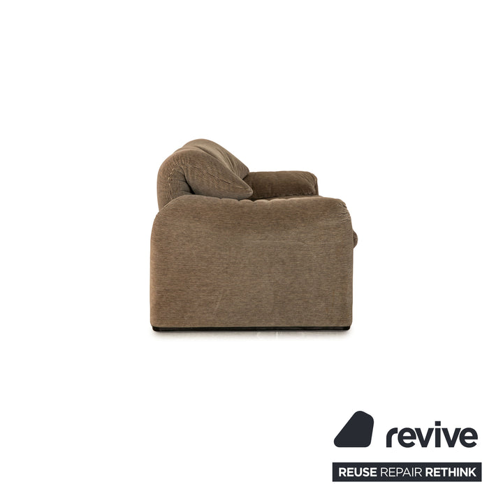 Cassina Maralunga ensemble de canapé en tissu marron gris deux places tabouret fauteuil fonction manuelle