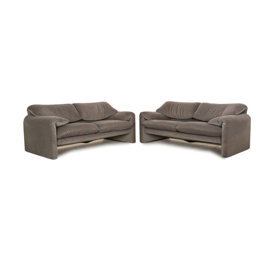 Cassina Maralunga ensemble de canapés en tissu gris bleu fonction manuelle 2x canapé deux places