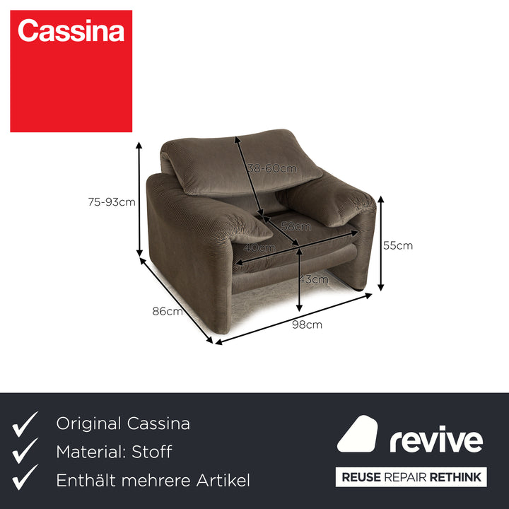 Cassina Maralunga Stoff Sofa Garnitur Grau Braun Zweisitzer Sessel manuelle Funktion
