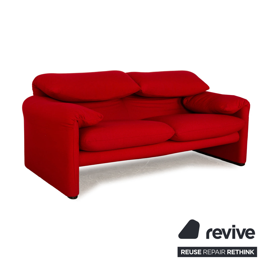 Cassina Maralunga Stoff Sofa Garnitur Rot manuelle Funktion Dreisitzer Zweisitzer Couch