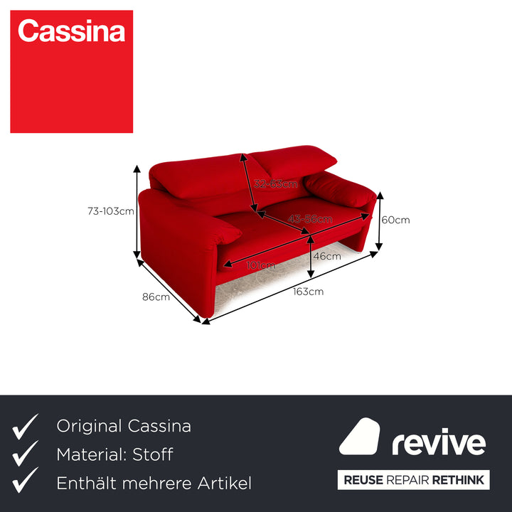 Cassina Maralunga Stoff Sofa Garnitur Rot manuelle Funktion Dreisitzer Zweisitzer Couch