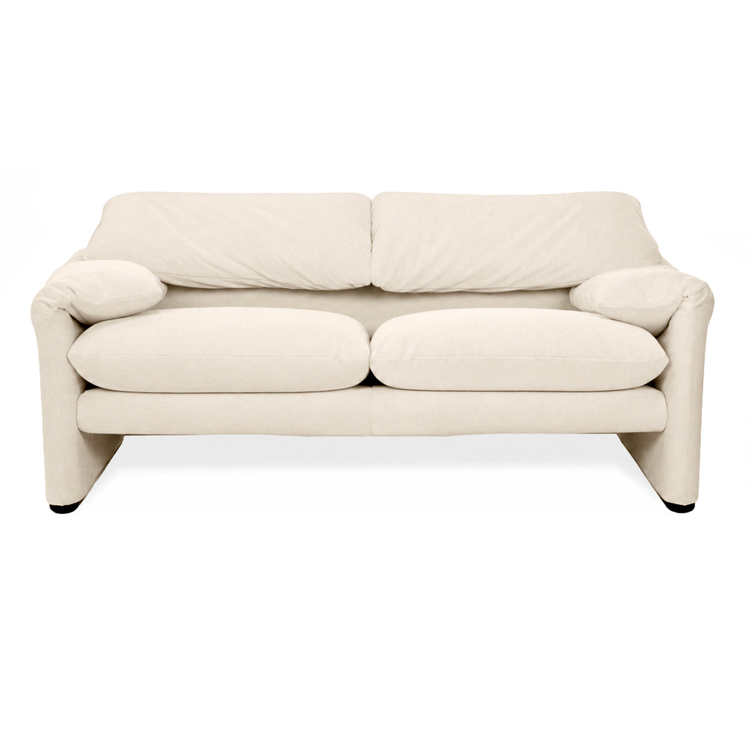 Cassina Maralunga Stoff Zweisitzer Beige Creme Sofa Couch Neubezug Manuelle Funktion