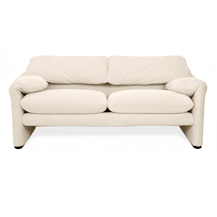 Cassina Maralunga Stoff Zweisitzer Beige Creme Sofa Couch Neubezug Manuelle Funktion
