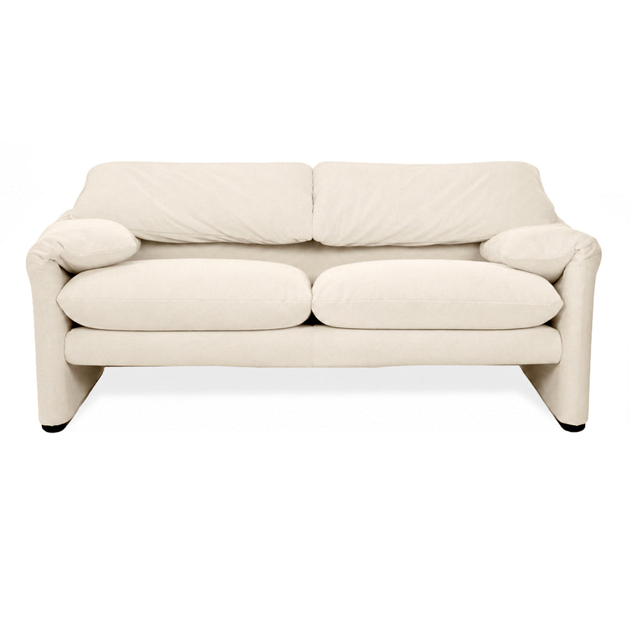Cassina Maralunga Stoff Zweisitzer Beige Creme Sofa Couch Neubezug Manuelle Funktion