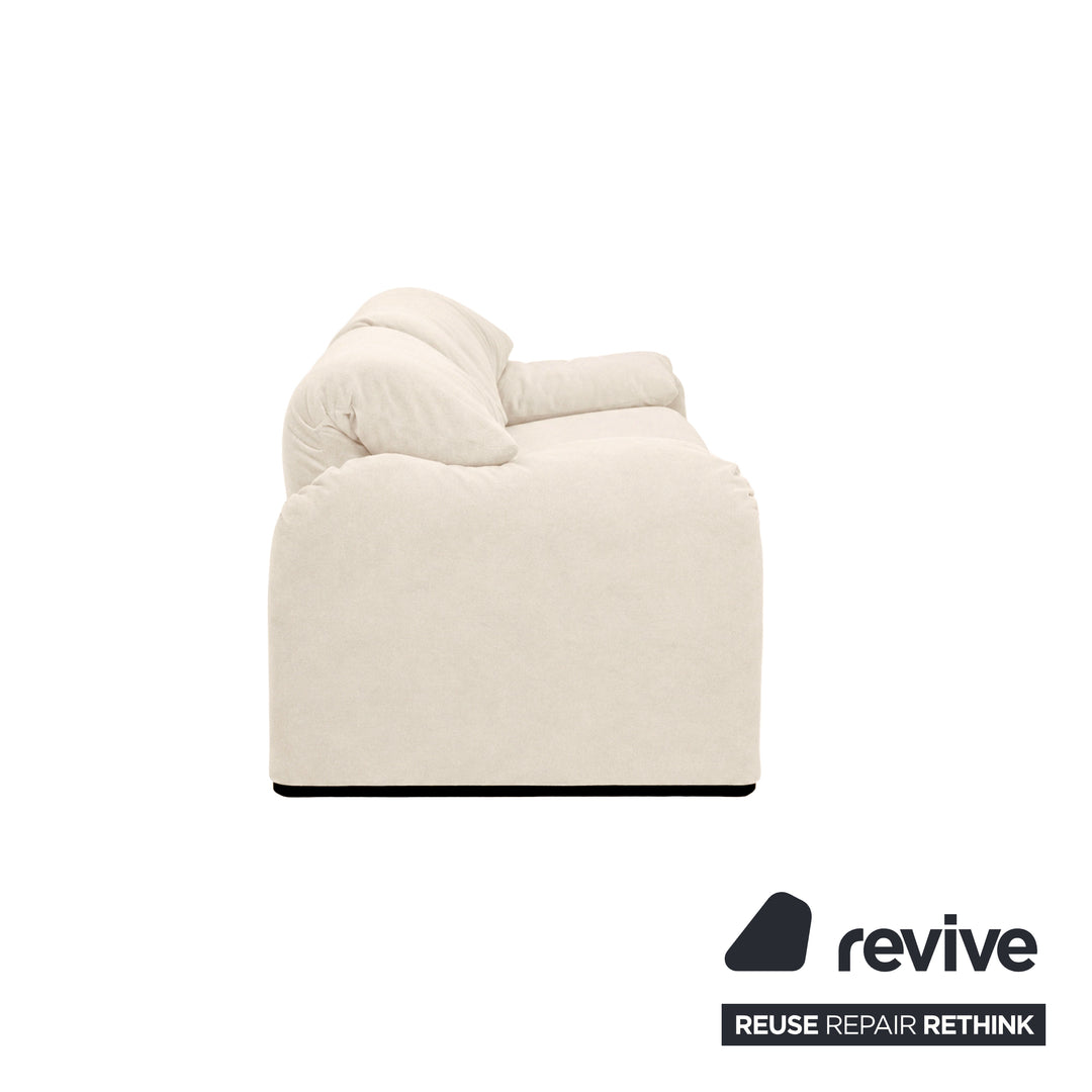 Cassina Maralunga Stoff Zweisitzer Beige Creme Sofa Couch Neubezug Manuelle Funktion