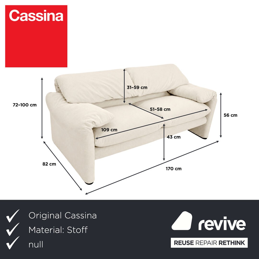 Cassina Maralunga Stoff Zweisitzer Beige Creme Sofa Couch Neubezug Manuelle Funktion