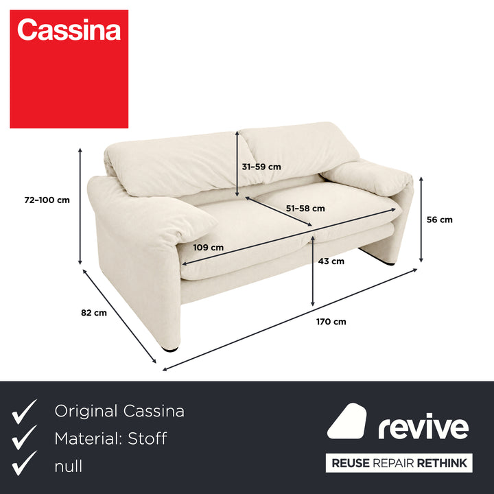 Cassina Maralunga Stoff Zweisitzer Beige Creme Sofa Couch Neubezug Manuelle Funktion