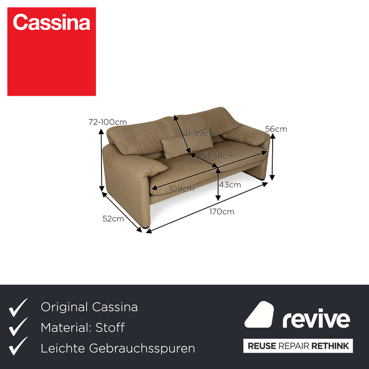 Cassina Maralunga Stoff Braun Zweisitzer Sofa Couch Neubezug