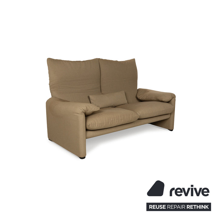Cassina Maralunga Stoff Braun Zweisitzer Sofa Couch Neubezug