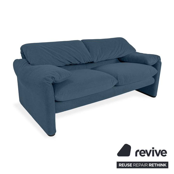 Cassina Maralunga Stoff Zweisitzer Blau Petrol Olivgrün Sofa Couch Neubezug Manuelle Funktion