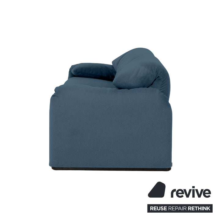 Cassina Maralunga Stoff Zweisitzer Blau Petrol Olivgrün Sofa Couch Neubezug Manuelle Funktion