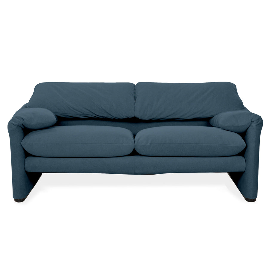 Cassina Maralunga Stoff Zweisitzer Blau Petrol Olivgrün Sofa Couch Neubezug Manuelle Funktion
